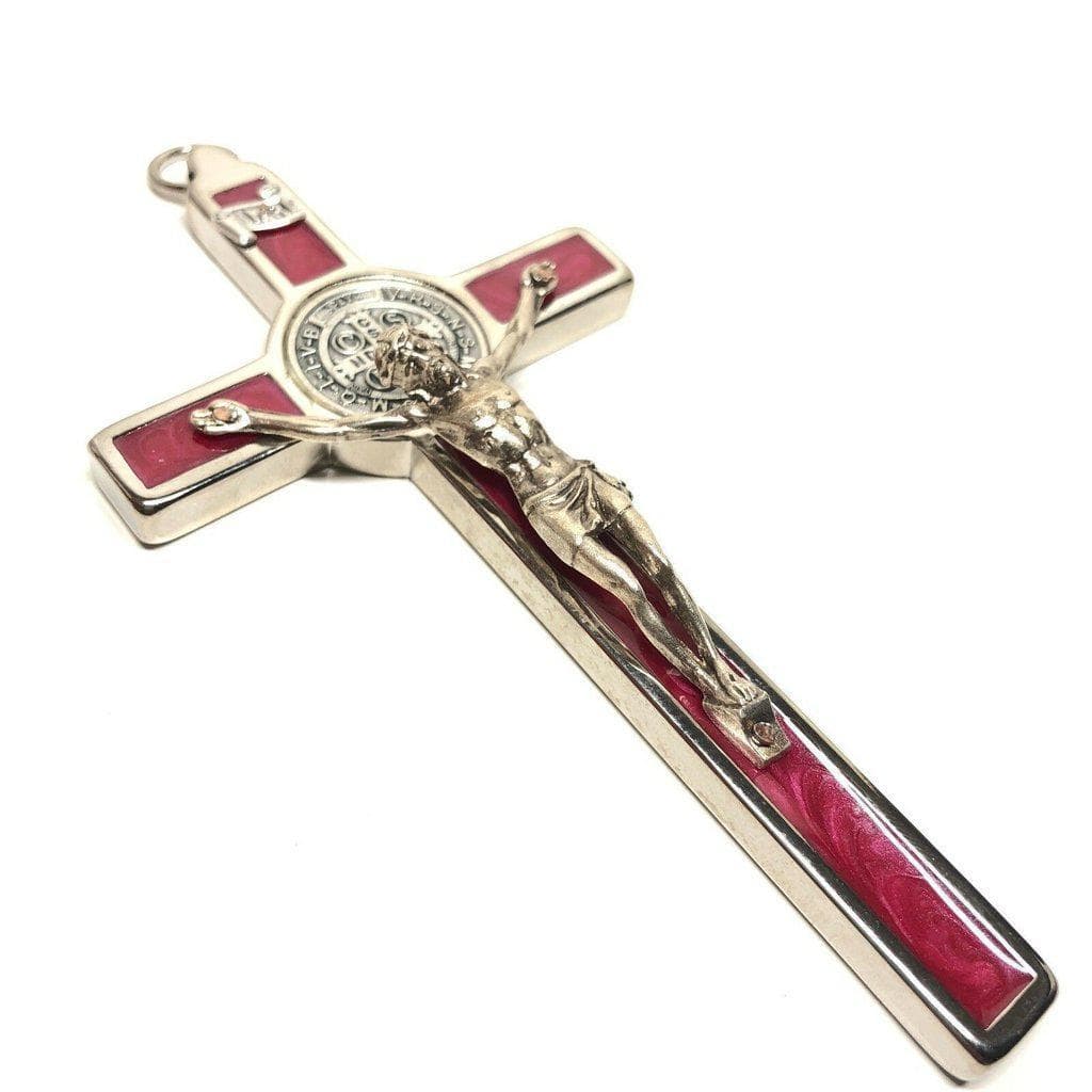 RED 5 Saint St. Benedict Wall Crucifix - Exorcism Cross - Blessed by Pope - Catholically