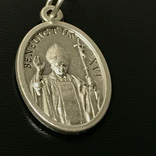 Pope Benedict XVI  Silver Oxidized Medal Pendant  Blessed by Pope - Catholically