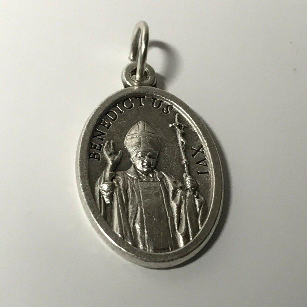 Pope Benedict XVI  Silver Oxidized Medal Pendant  Blessed by Pope - Catholically