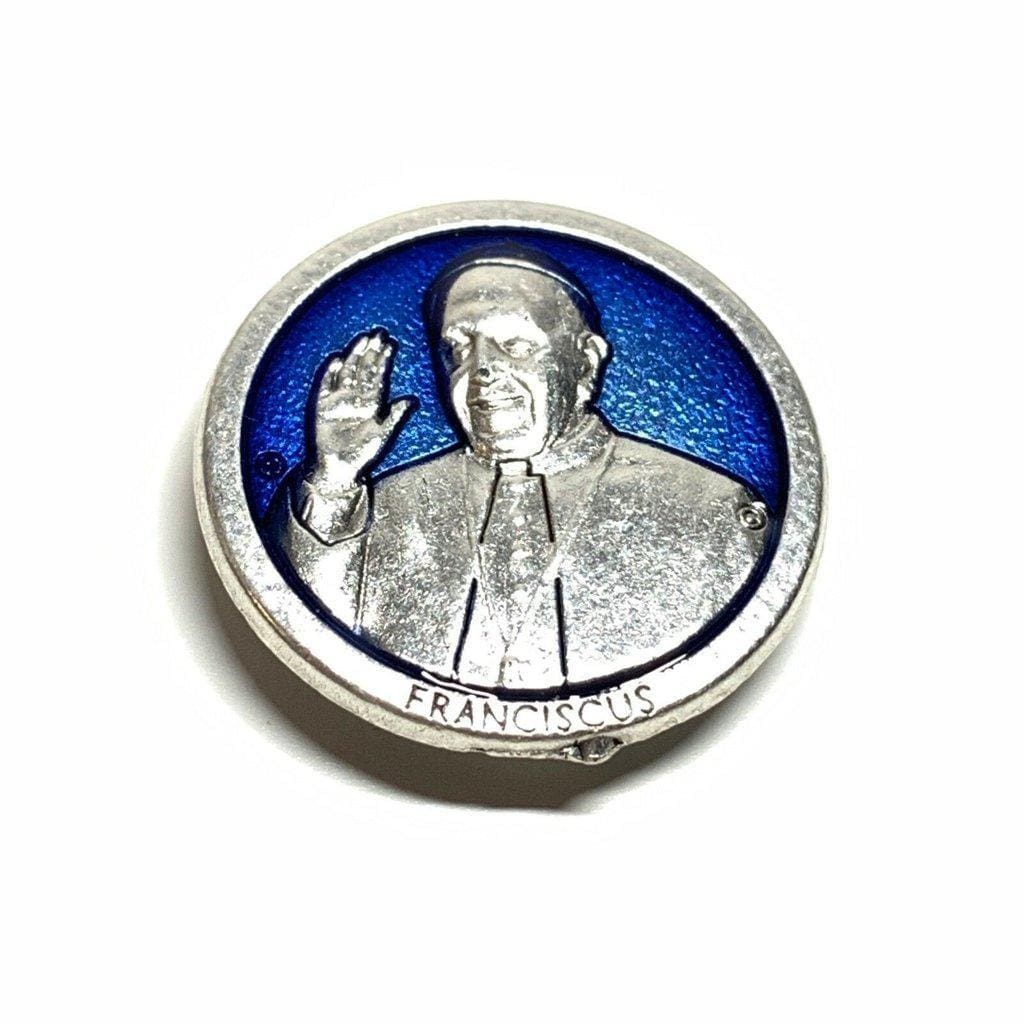 Pope Francis car magnet  Blue enamel   Blessed by Pope - Catholically