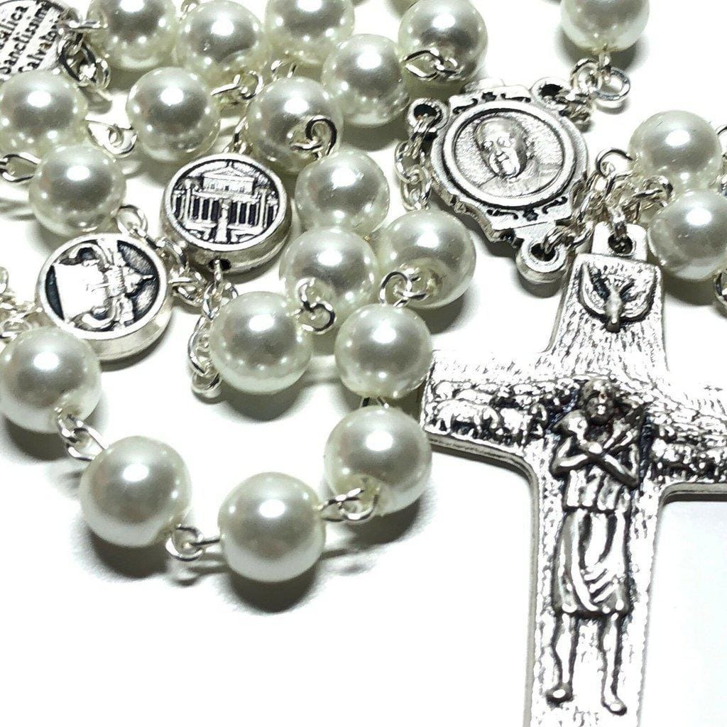 Pope Francis Four Basilicas - Mother Of Pearl Mop Rosary -Blessed