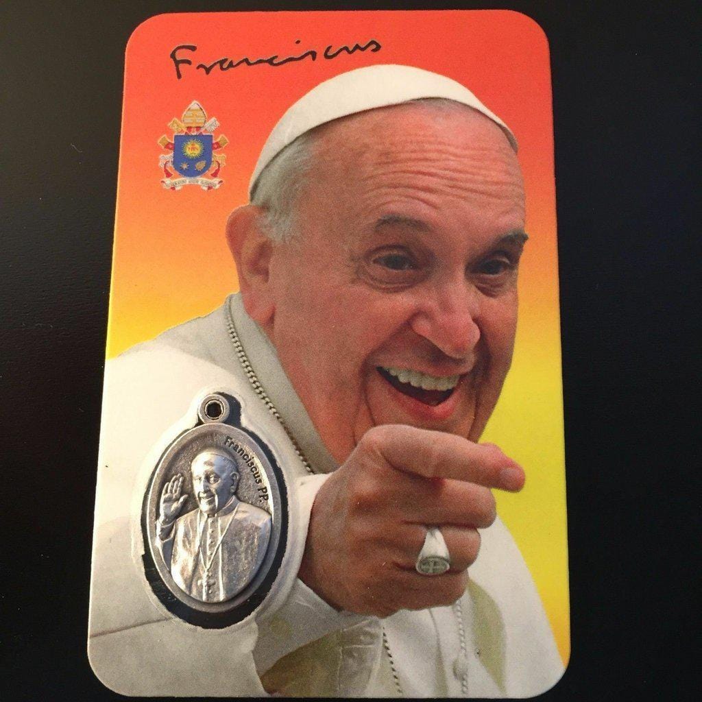 Pope Francis Official Photo W/ Coat Of Arms & Medal Holy Card-Catholically
