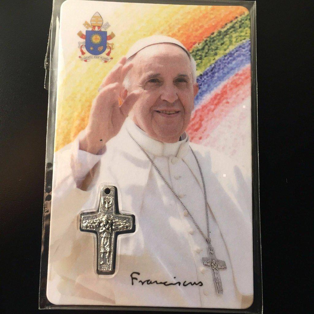 Pope Francis Official Photo W/ Coat Of Arms & Medal Holy Card-Catholically