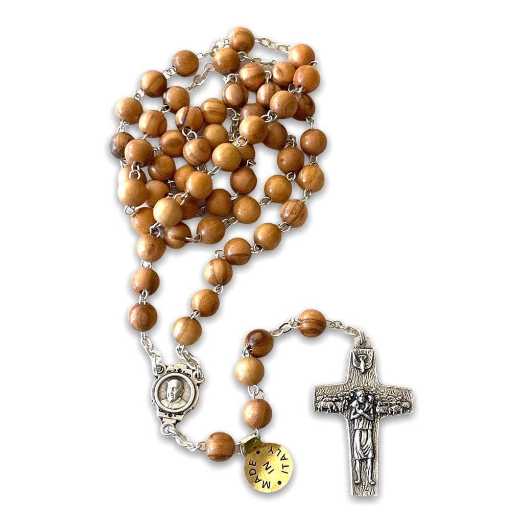Pope Francis - Olive Wooden beads Rosary - Blessed By Pope-Catholically