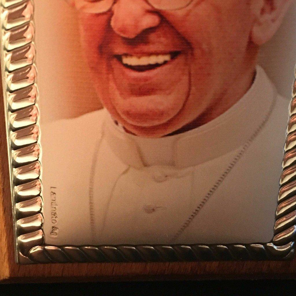 Pope Francis Plate - desk plaque - Blessed by Pope - Silver 925 table picture - Catholically