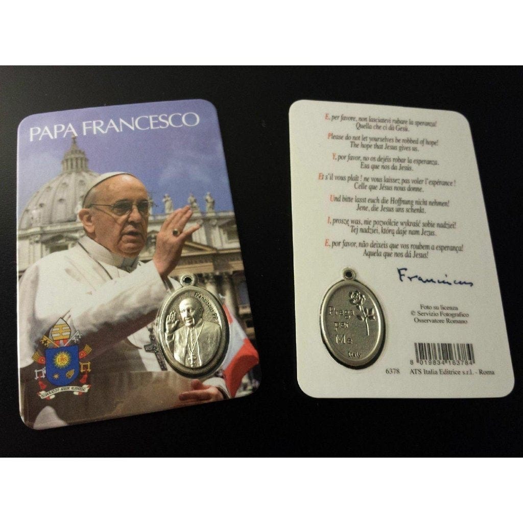 Pope Francis - TWO Holy Cards w/ coat of arms & Medal - Wallet Pocketcard - Catholically