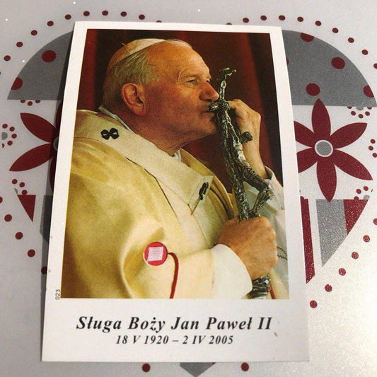 Pope St. John Paul Ii Holy Card W/ Second Class Relic - Nun Estate-Catholically