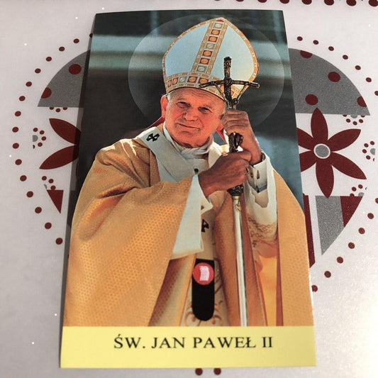 Pope St. John Paul Ii Holy Card W/ Second Class Relic - Nun Estate-Catholically