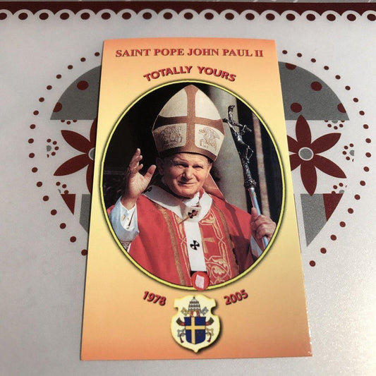 Pope St. John Paul Ii Holy Card W/ Second Class Relic - Nun Estate-Catholically