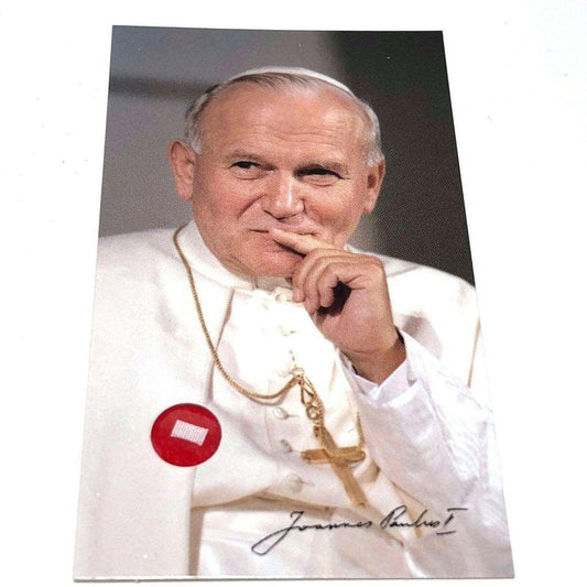 Pope St. John Paul Ii Holy Card W/ Second Class Relic - Nun Estate-Catholically