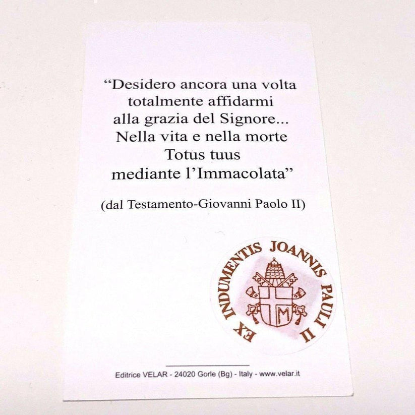 Pope St. John Paul II Holy Card with 2nd Class Relic - Nun Estate ...