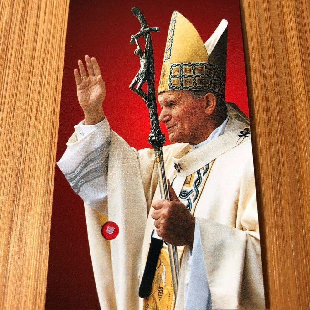 Saint John Paul II Holy Card w/ Second Class Relic - Nun Estate ...