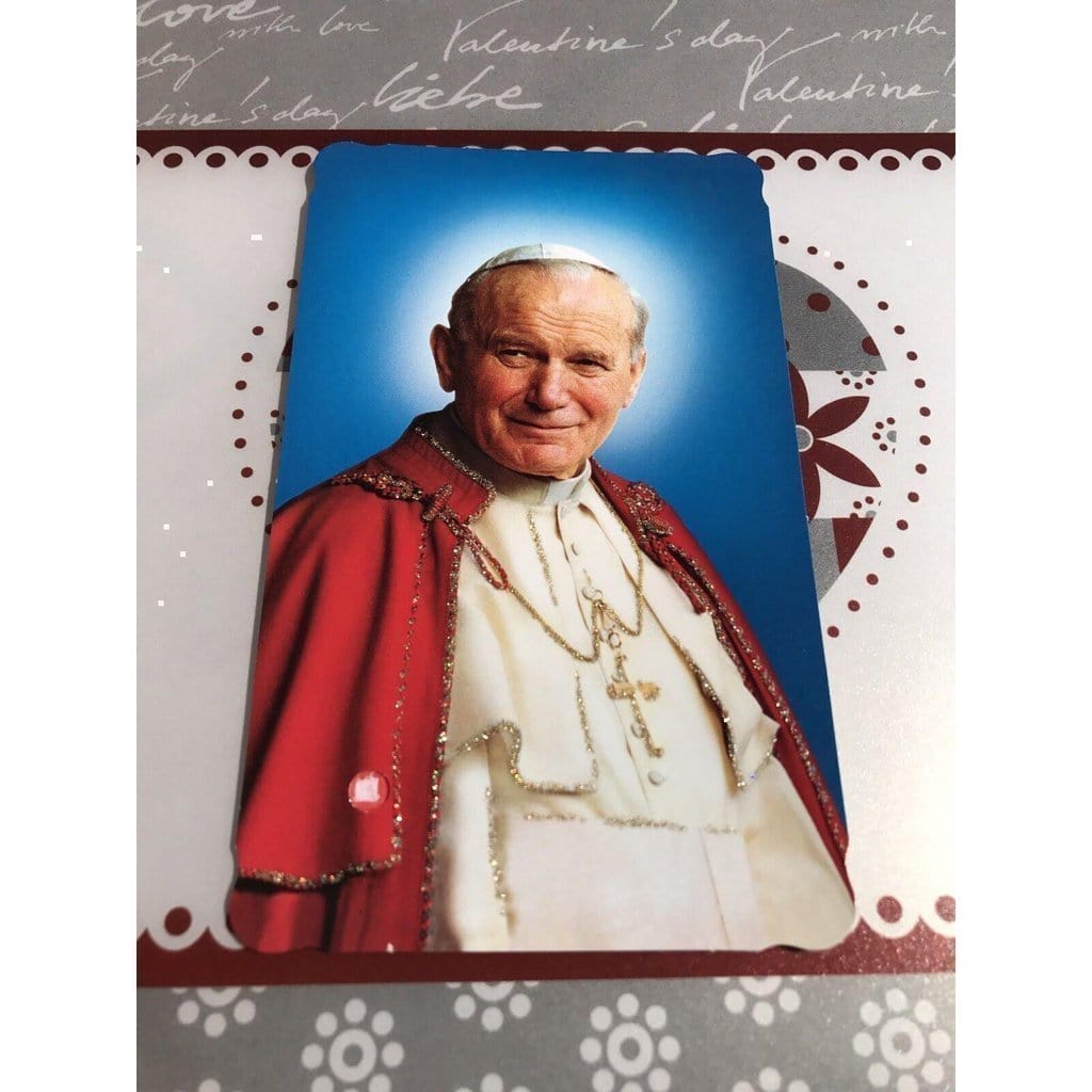 Pope St. John Paul Ii Holy Card W/ Second Class Relic - Nun Estate-Catholically