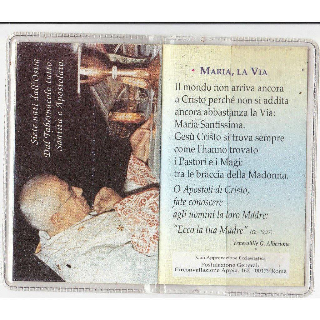RARE HOLY CARD booklet WITH 2nd CLASS RELIC OF Fr. J. ALBERIONE ex-indumentis - Catholically