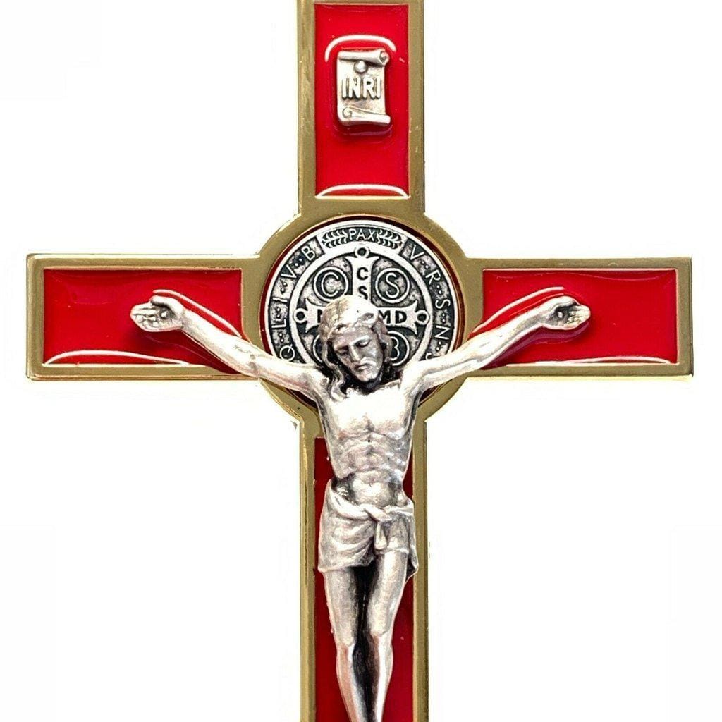 RED 5 St. Benedict Cross Crucifix -Exorcism -Saint -Blessed -San Benito - Catholically