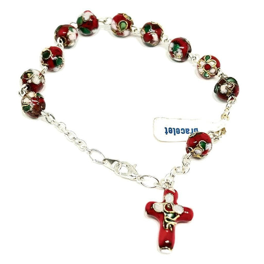 Catholically Bracelet Red Cloisonne Rosary Bracelet  Blessed By Pope On Request