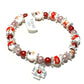 Red Italian Bracelet with Ceramic Beads - Elastic Bangle - Blessed by Pope - Catholically