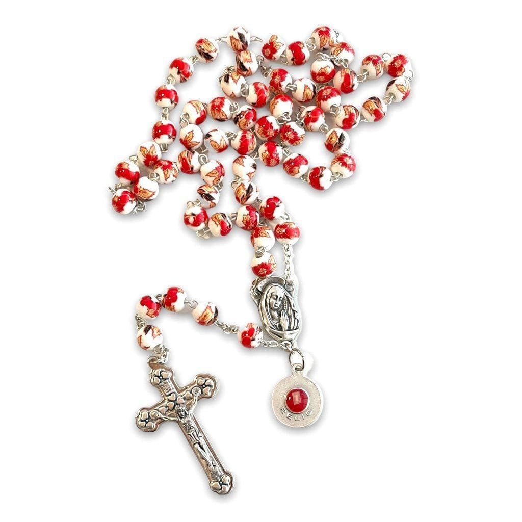 Red St. JPII Ceramic Rosary - Catholic Prayer Beads - Blessed Pope Francis-Catholically