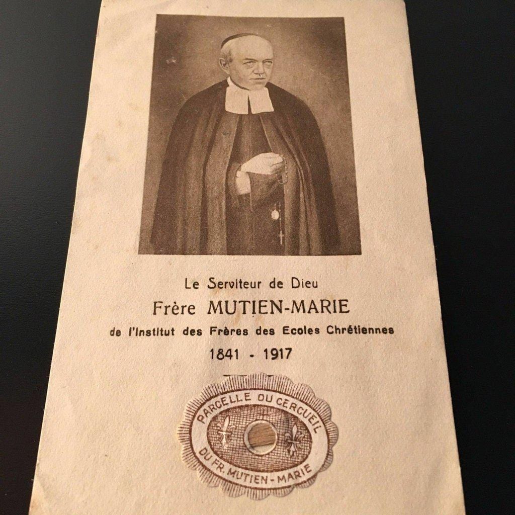 Relic Piece Of Coffin Holy Card- St. Louis Wiaux - Mutien-Marie Of Malonne-Catholically