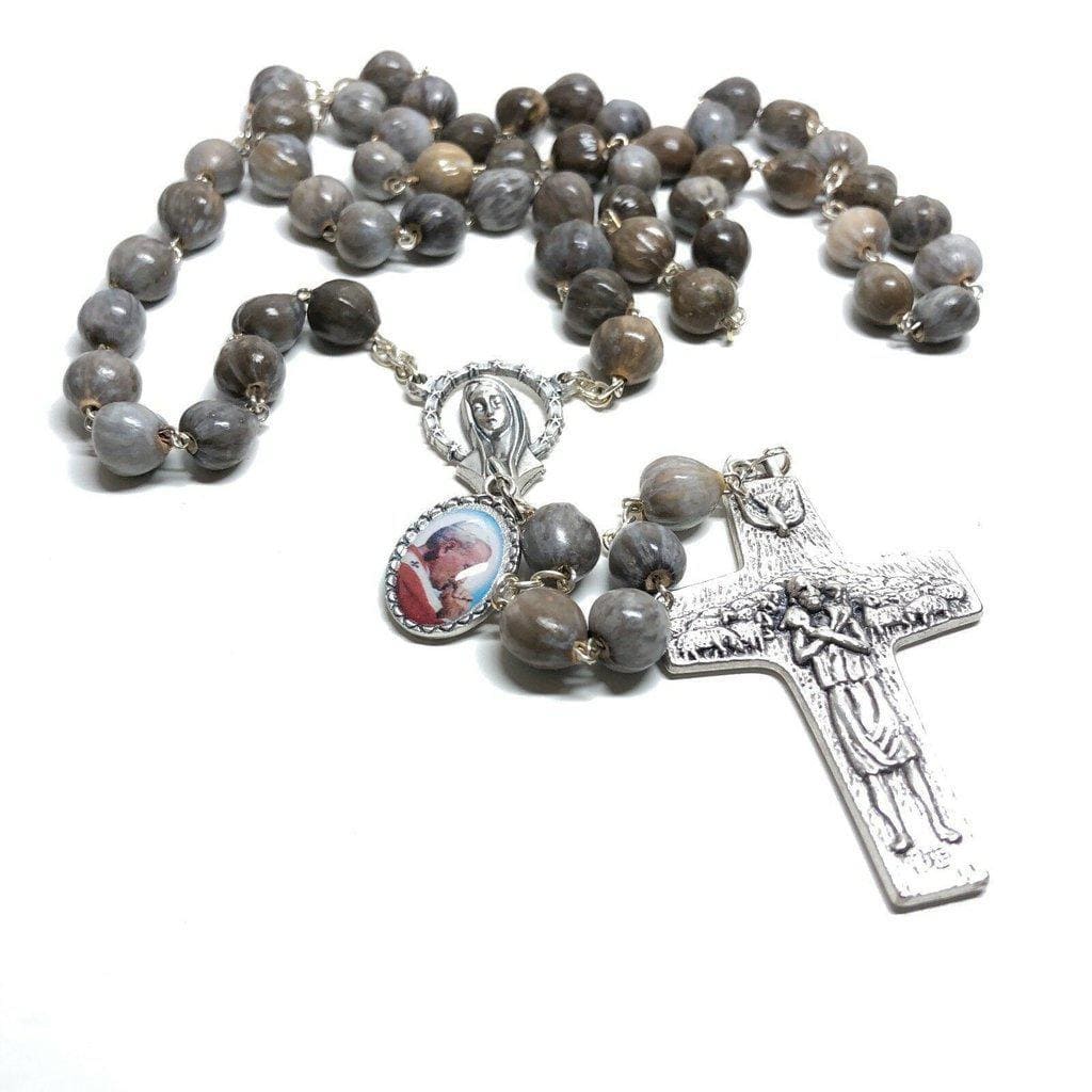 Rosary Job's tears w/Relic Medal St.John Paul II - Blessed 04-27 CANONIZATION - Catholically