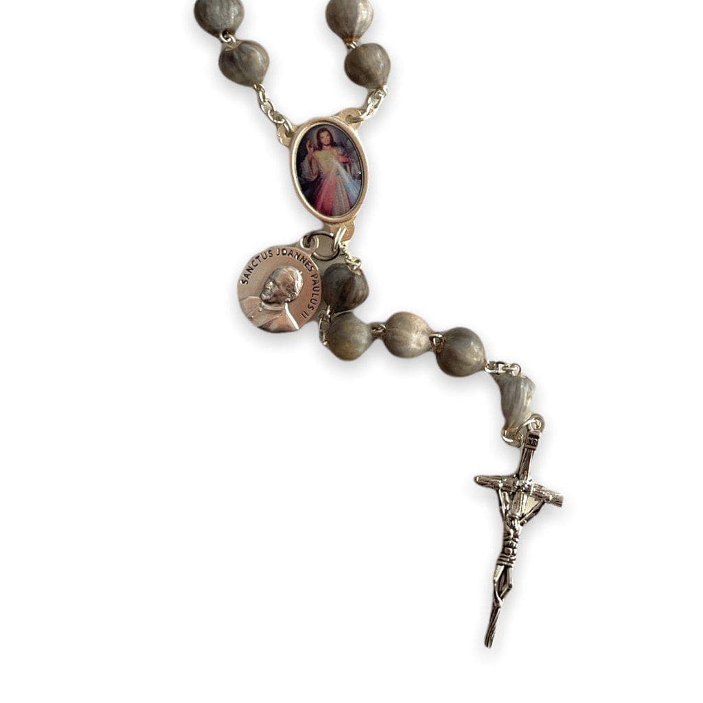 Rosary Job's Tears w/Relic Medal St.John Paul II - Blessed 04-27 Canonization-Catholically