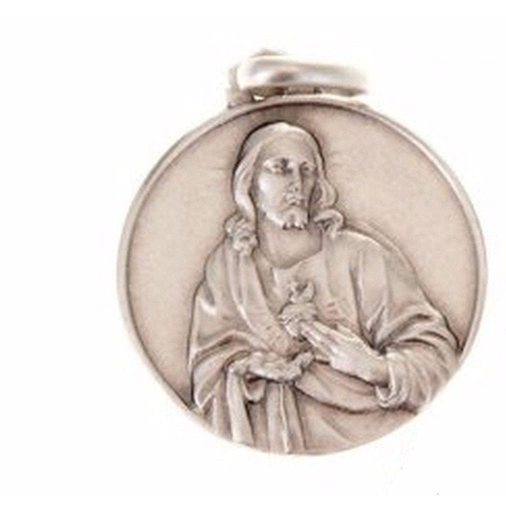 Sacred Heart Of Jesus Scapular Medal - 925 Sterling Silver - Blessed By Pope-Catholically