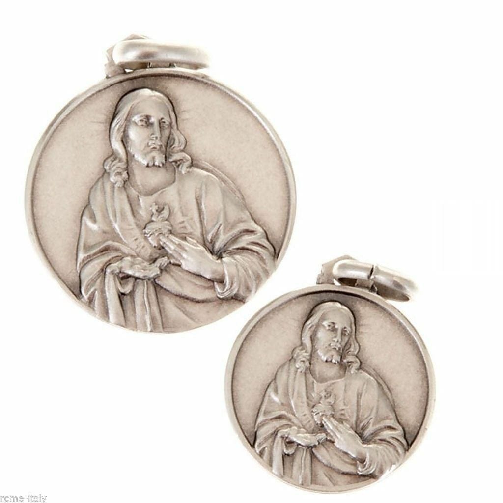 Sacred Heart Of Jesus Scapular Medal - 925 Sterling Silver - Blessed By Pope-Catholically