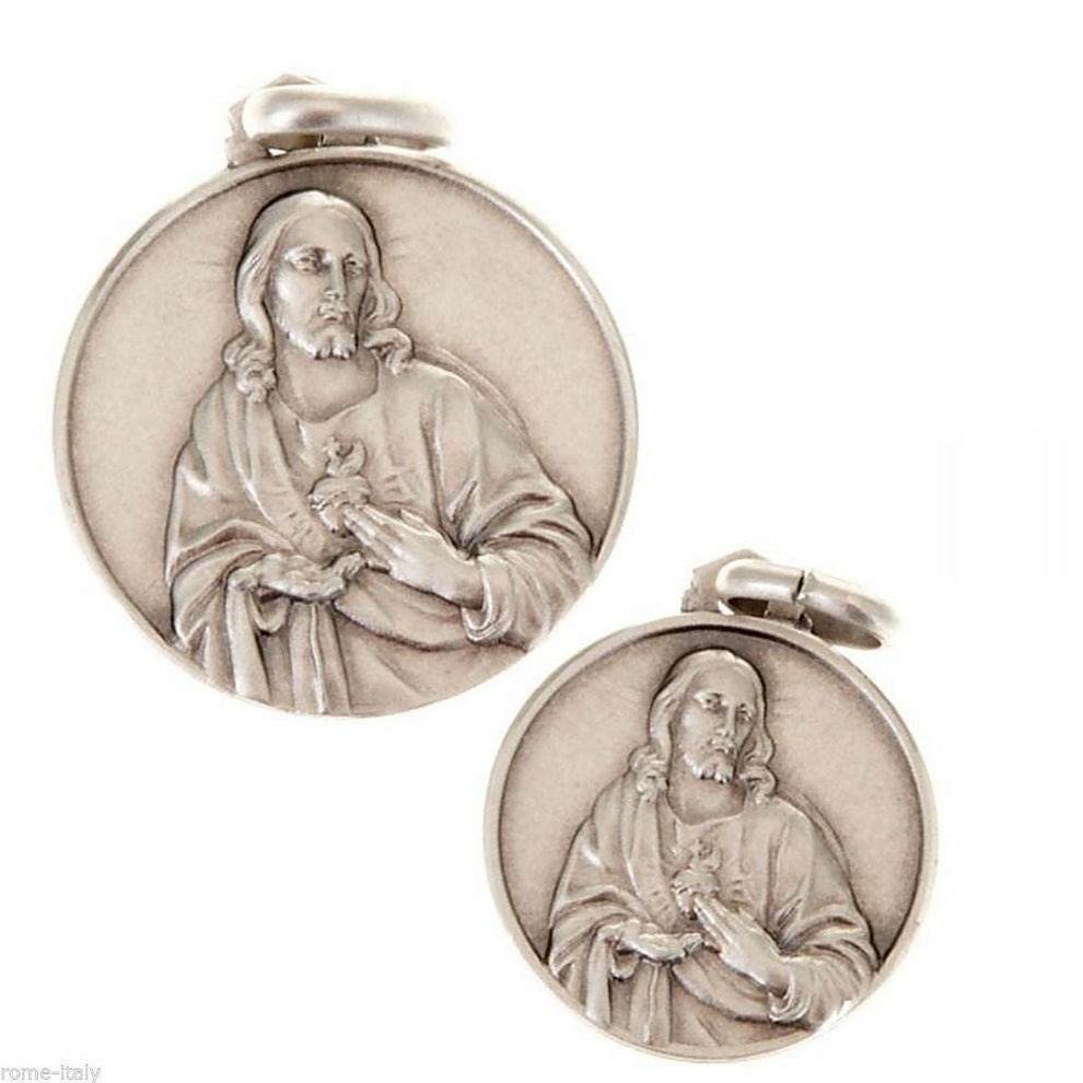 Sacred Heart Of Jesus Scapular Medal - 925 Sterling Silver -Blessed ...