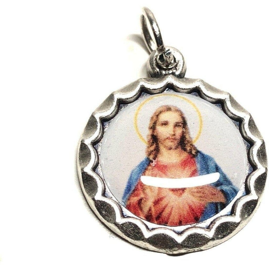 Sacred Heart of Jesus - Scapular Medal - Pendant Charm Blessed by Pope - Catholically
