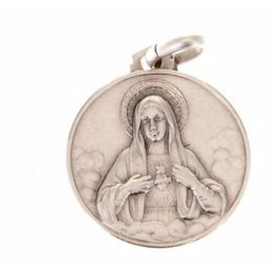 Sacred Heart Of Mary Scapular Medal - 925 Sterling Silver - Blessed By Pope-Catholically