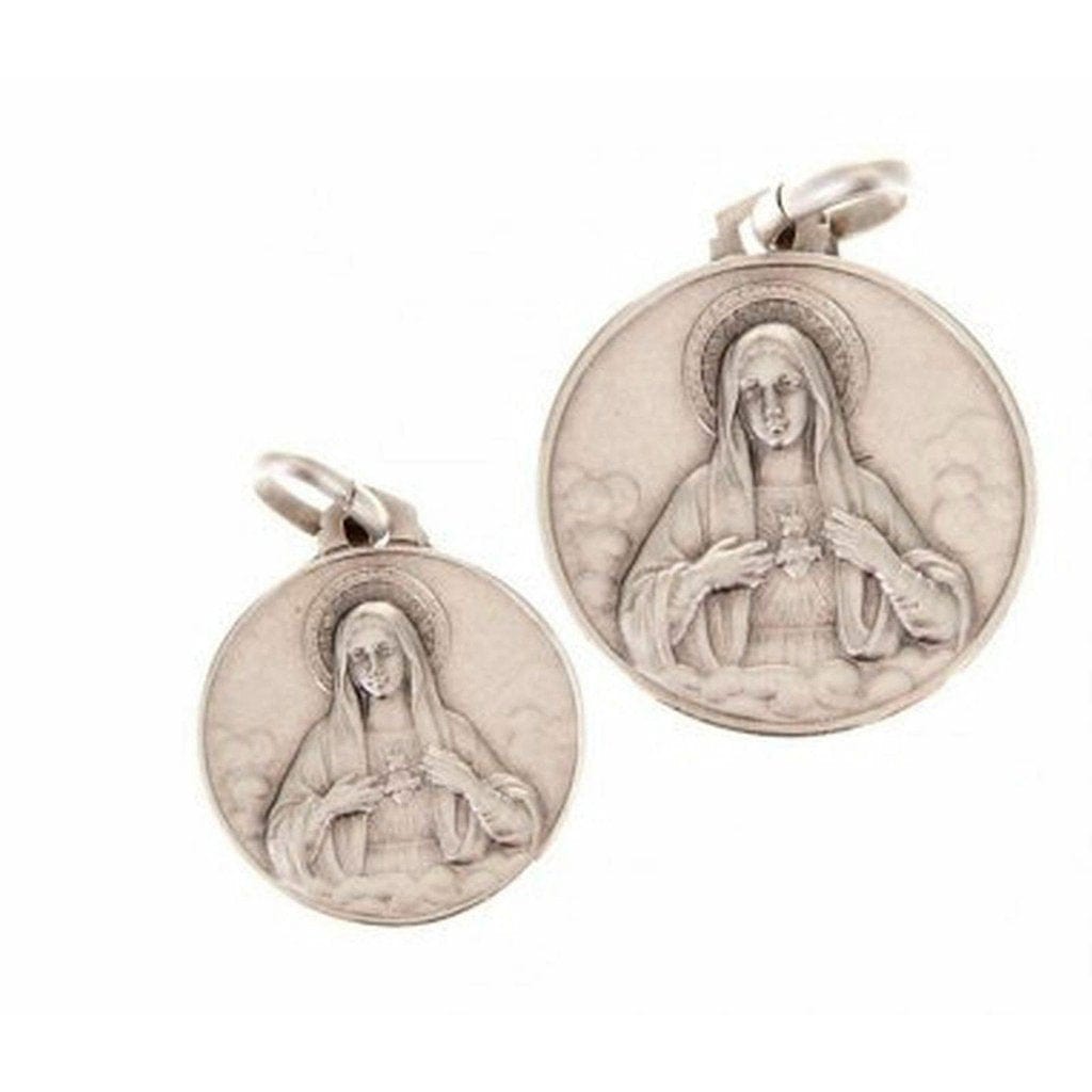 Sacred Heart Of Mary Scapular Medal - 925 Sterling Silver - Blessed By Pope-Catholically