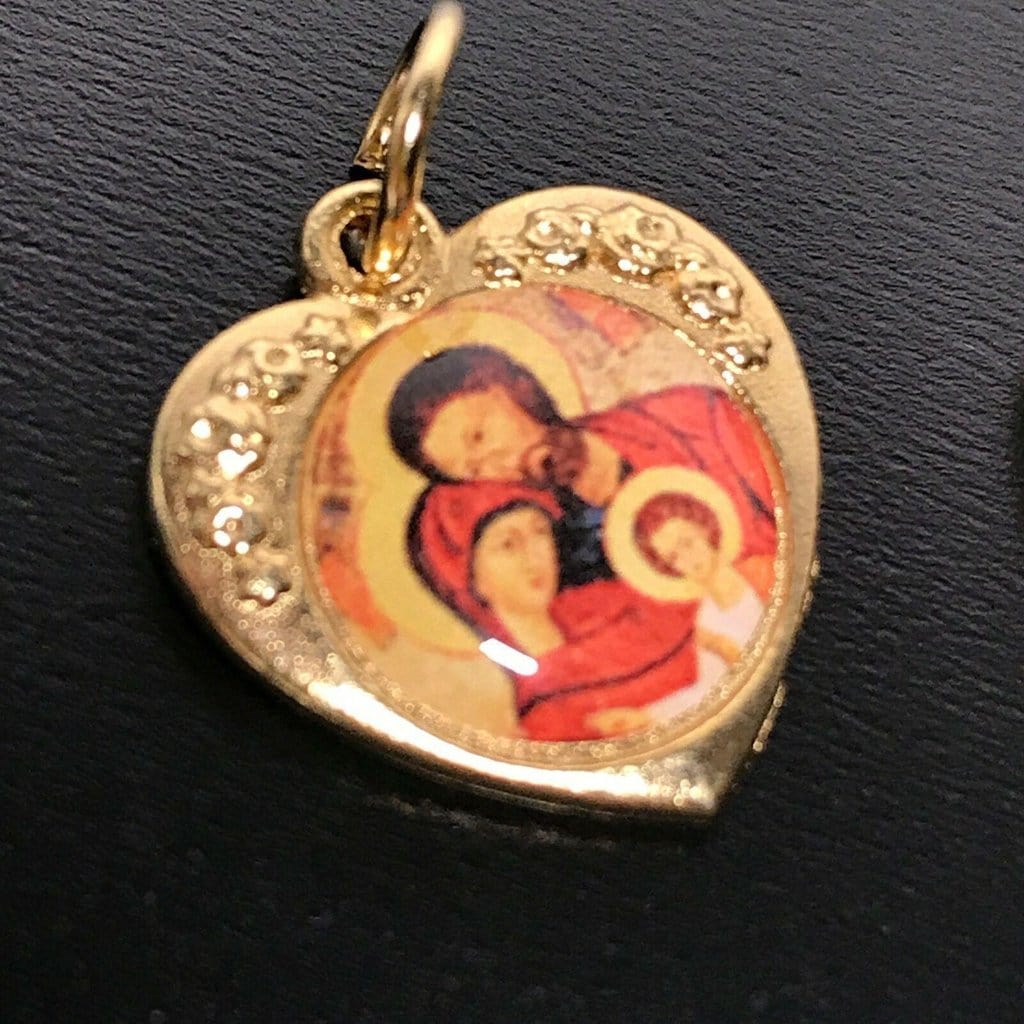 Sacred holy family brass MEDAL - Lovely Pendant - Charm - blessed by Pope - Catholically