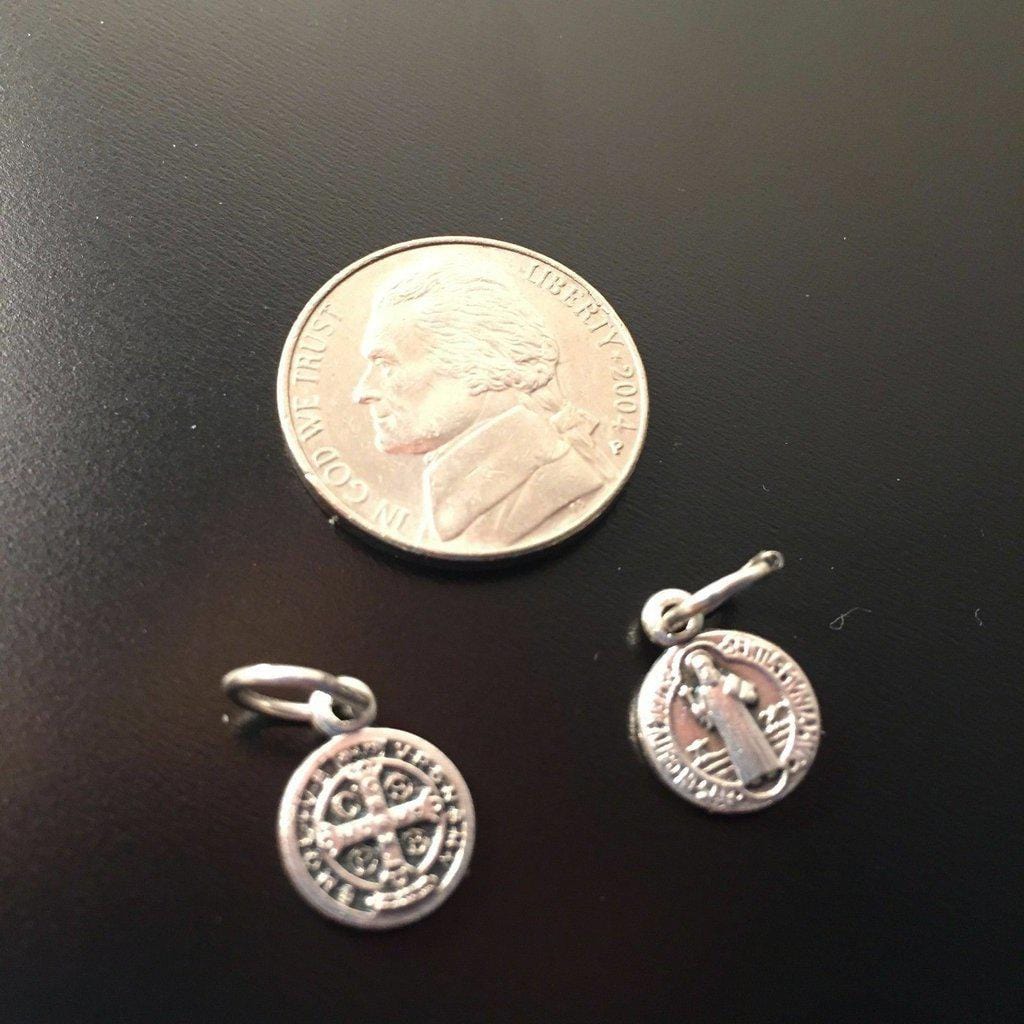 Saint Benedict 2X Tiny Medals -Catholic Exorcism -Pendant Blessed By Pope-Catholically