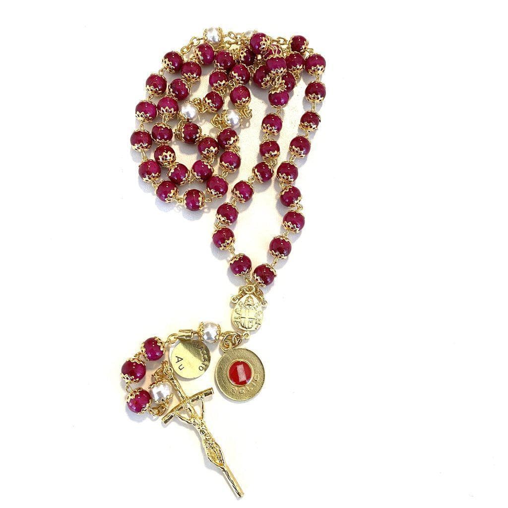 Pope John store Paul II Pink and Gold Beaded Bracelet Catholic Jewelry