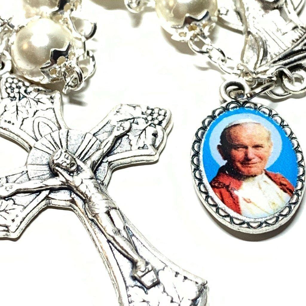 Saint Jpii -St.John Paul Ii Pope- Canonization Rosary + Medal W/ Free Relic-Catholically