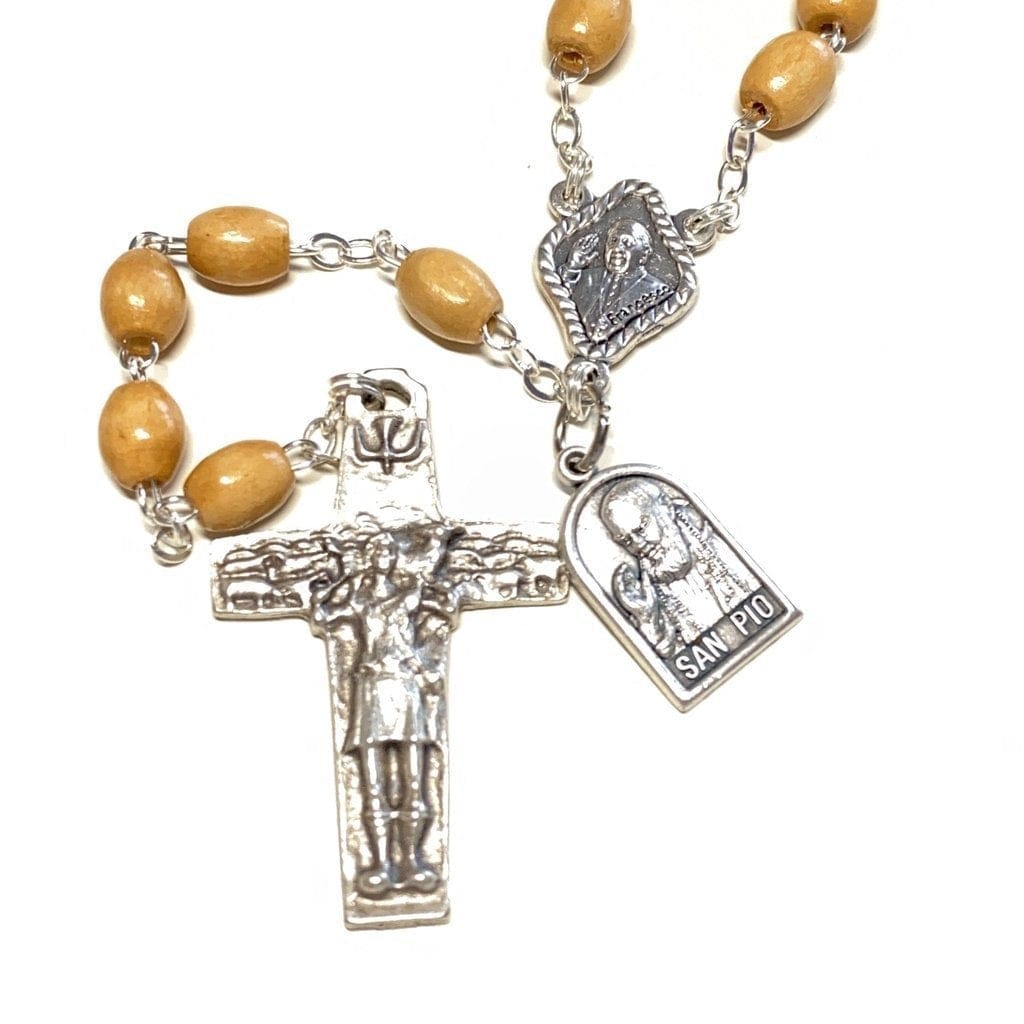 Saint Padre Pio Rosary Blessed By Pope W/ 2Nd Class Relic - St. Father Pio-Catholically