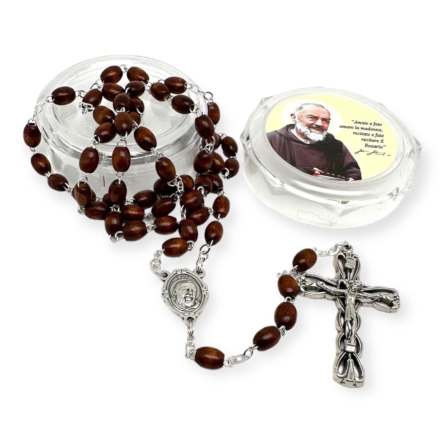 Catholically Rosaries Saint Padre Pio Rosary Blessed By Pope w/ 2nd Class Relic - St. Father Pio