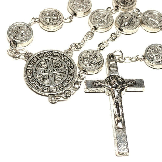 MseaRust 60pcs Alloy Saint Benedict Medal Jesus Rosary Cross Charms Crucifix Charms Pendants Rosary Beads for Jewelry Making Crafting