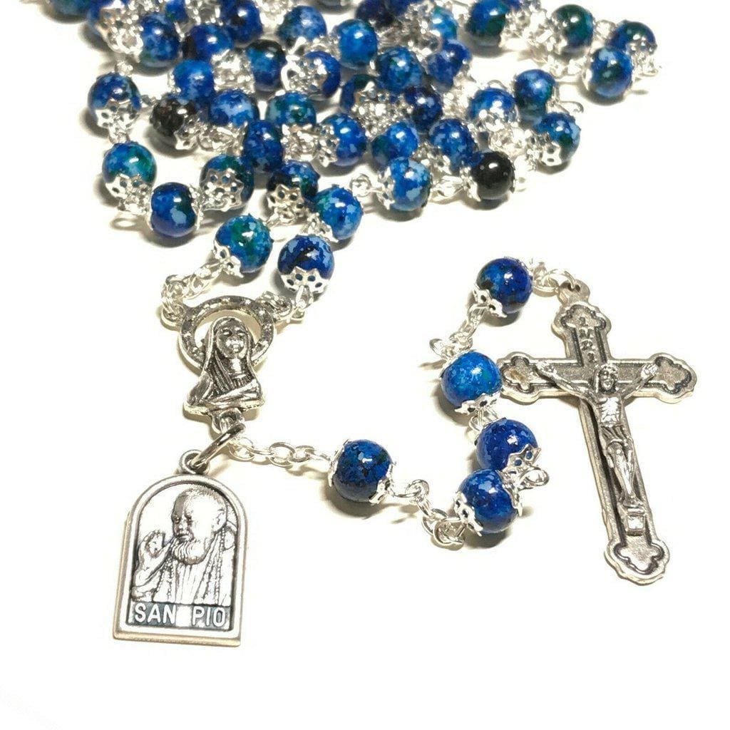 San Padre Pio prayer beads - ROSARY BLESSED by POPE w/ Relic - St. Father Pio - Catholically