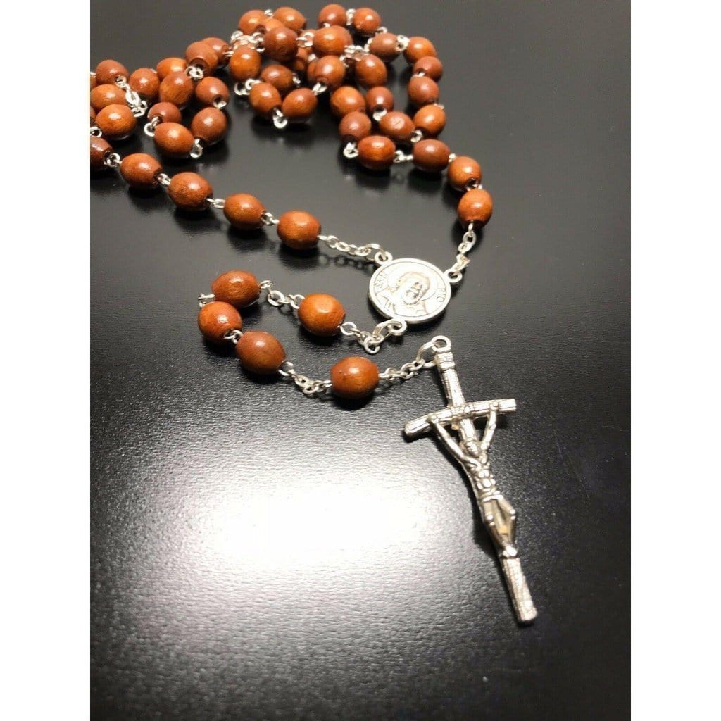 San Padre Pio Rosary Blessed By Pope W/ 2Nd Class Free Relic - St. Father Pio-Catholically