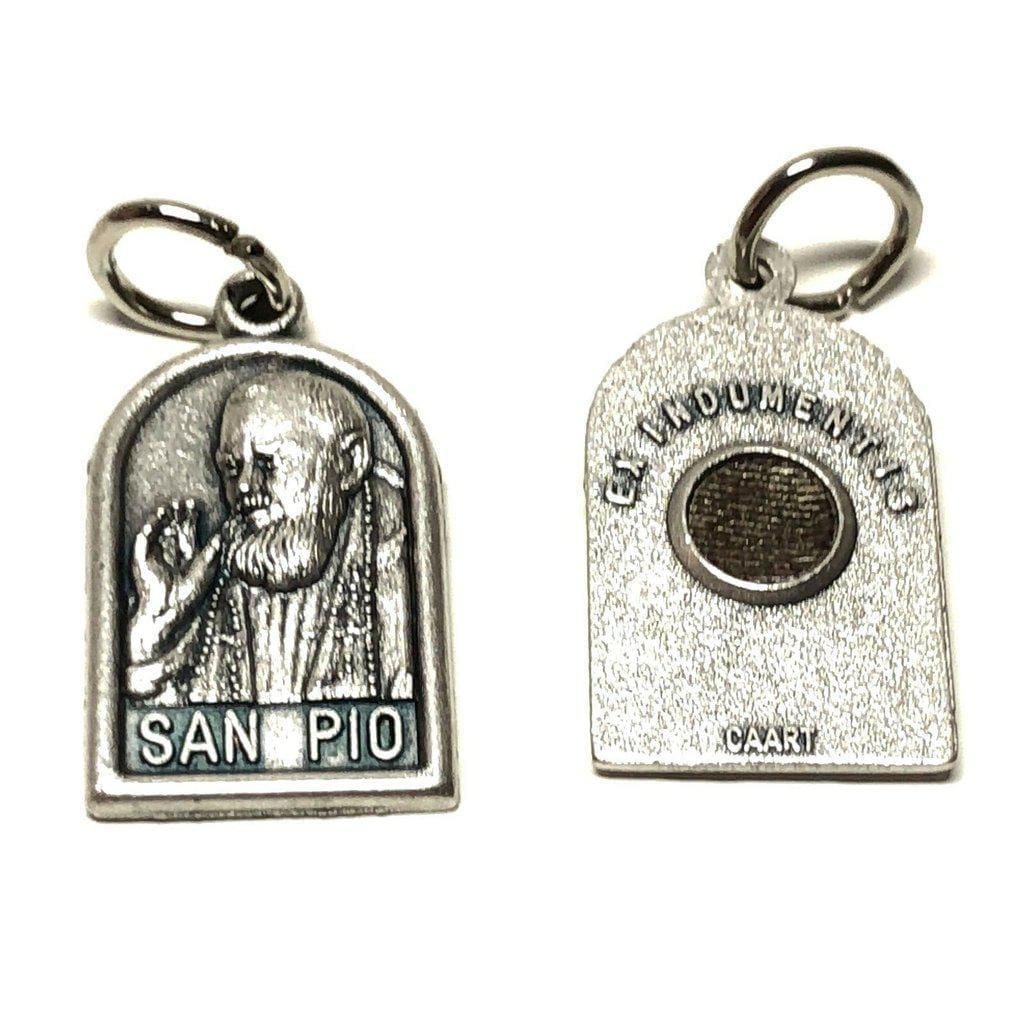 San Padre Pio tiny medal 2nd class FREE Relic - St. Father Pio ex-indumentis - Catholically