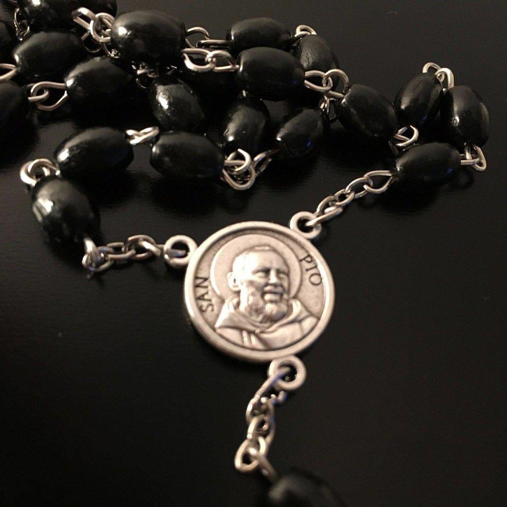 SET St. Father Pio Relic Rosary + Saint Pio Holy card w/ 2nd class relic FREE - Catholically