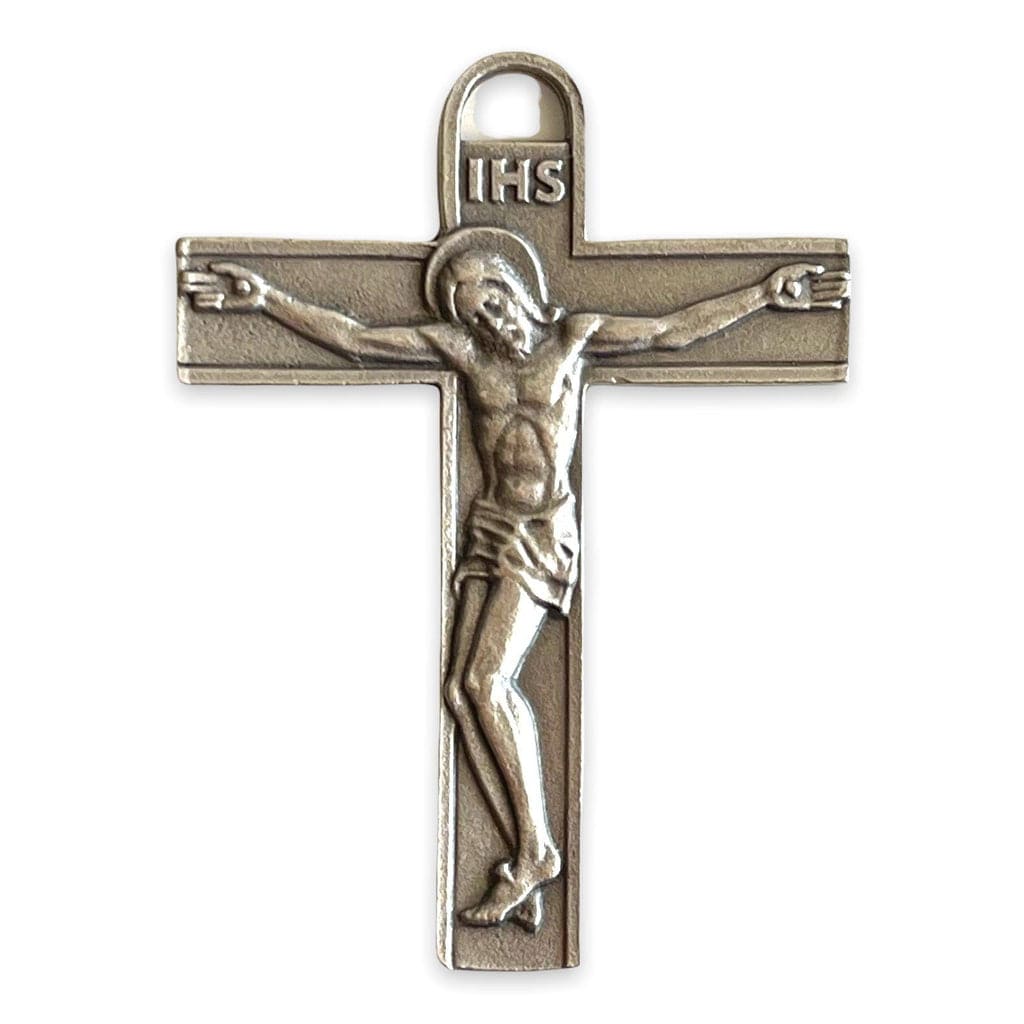 Silver Tone Cross - Jesus Crucifix - Blessed By Pope Francis-Catholically