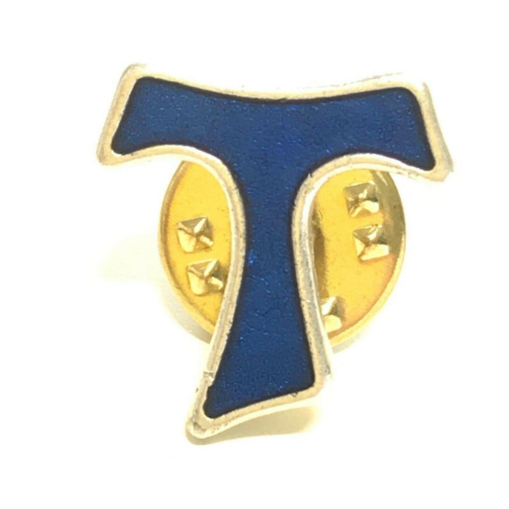Small pin - Blue TAU Cross Blessed by Pope - SMALL - Franciscan crucifix - Catholically