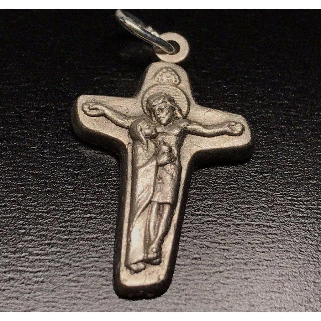TINY Sorrowful mother Cross -Small Crucifix - Blessed by Pope - Rosary parts - Catholically