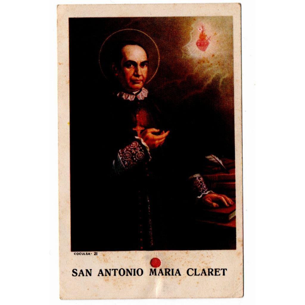 St Anthony Marie de Claret vintage holy card with relic-Catholically