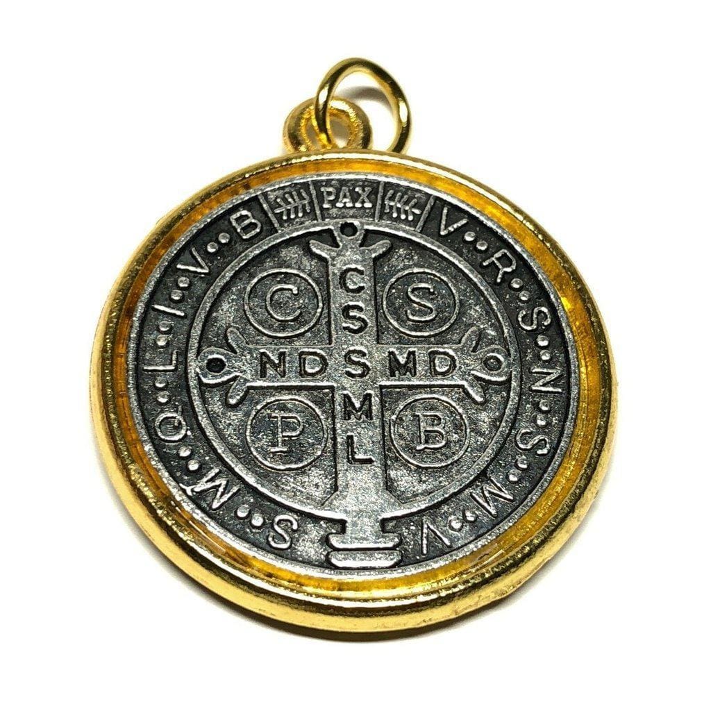 St Benedict 1 1/4" Dual Color Medal Pendant -Exorcism - Blessed By Pope-Catholically