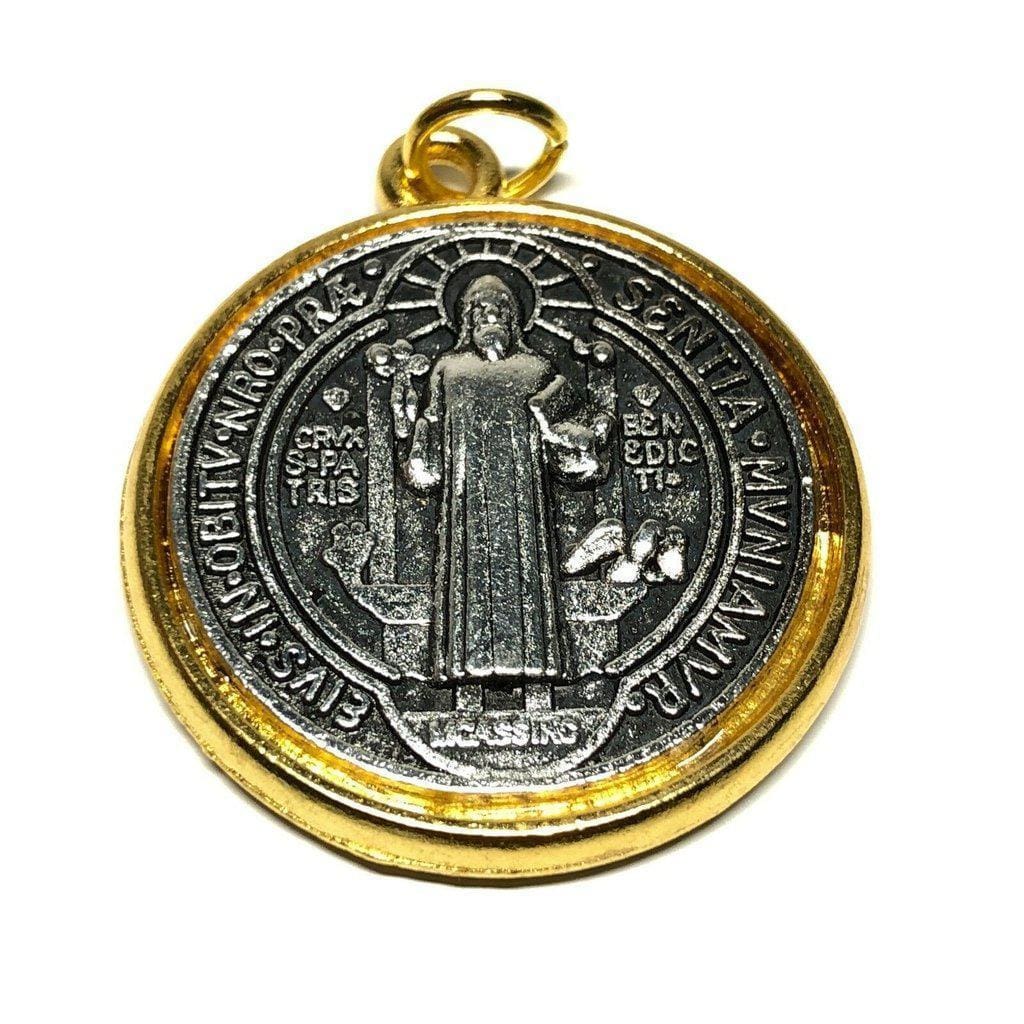 St Benedict 1 1/4" Dual Color Medal Pendant -Exorcism - Blessed By Pope-Catholically