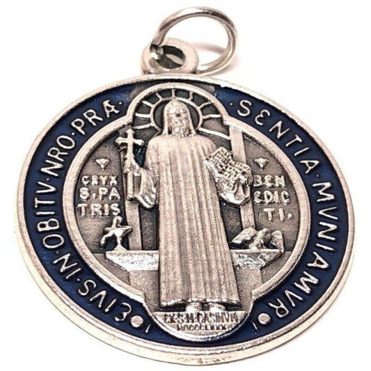 St. Benedict 1" enamel colored medal - Catholic Exorcism - BLESSED BY POPE - Catholically