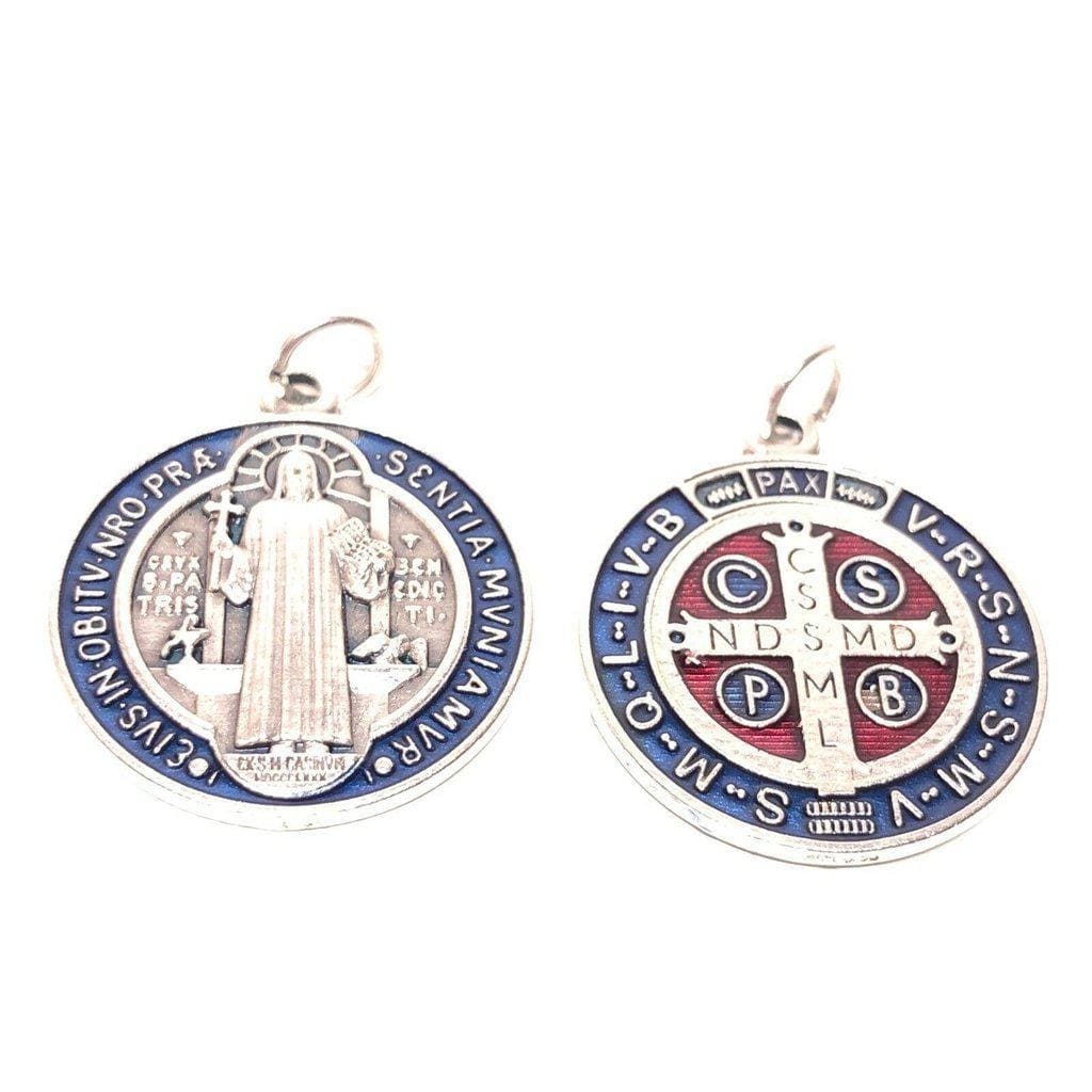 St. Benedict 1" enamel colored medal - Catholic Exorcism - BLESSED BY POPE - Catholically
